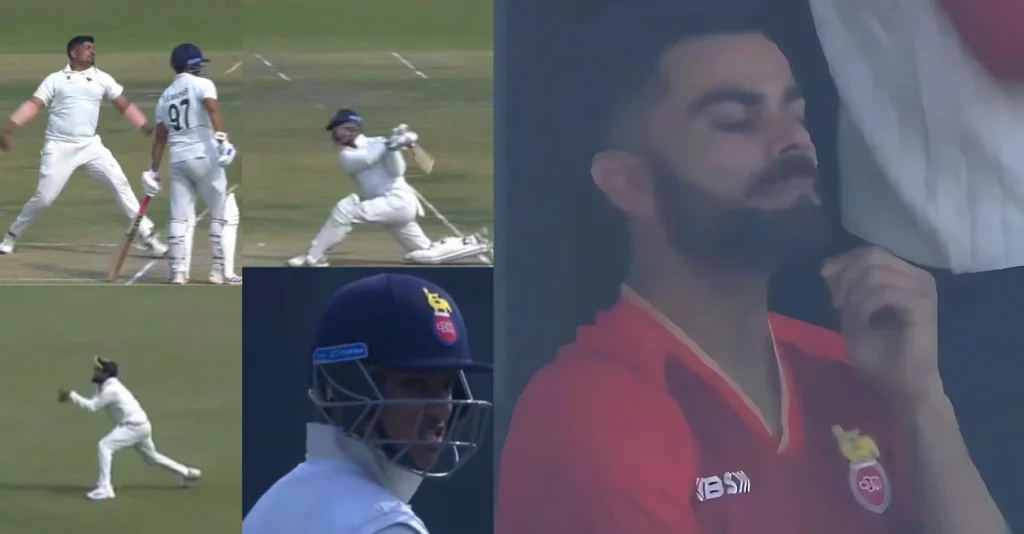 WATCH: Virat Kohli’s painful reaction as Ayush Badoni falls on 99 against Railways in Ranji Trophy