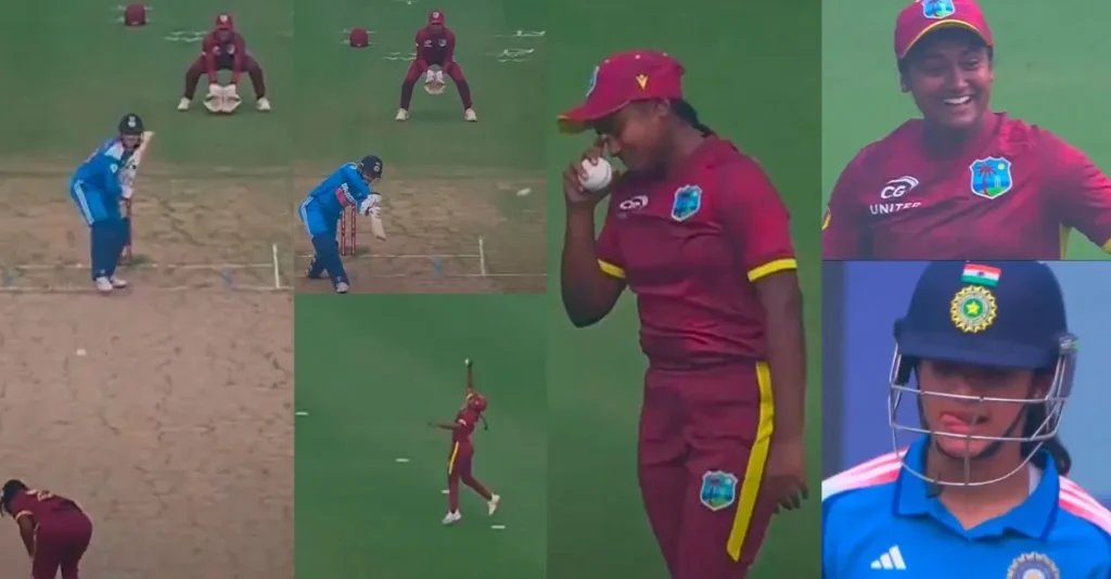 IND vs WI [WATCH]: Ashmini Munisar’s incredible one-handed catch removes Smriti Mandhana in the 3rd Women’s ODI