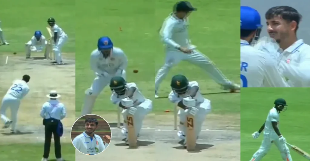 ZIM vs AFG [WATCH]: Zia-ur-Rehman cleans up Brandon Mavuta with an absolute jaffa on Day 2 of the first Test